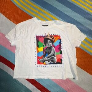 The Notorious B.I.G Multi Color White Croptop T-shirt Women's Size Medium